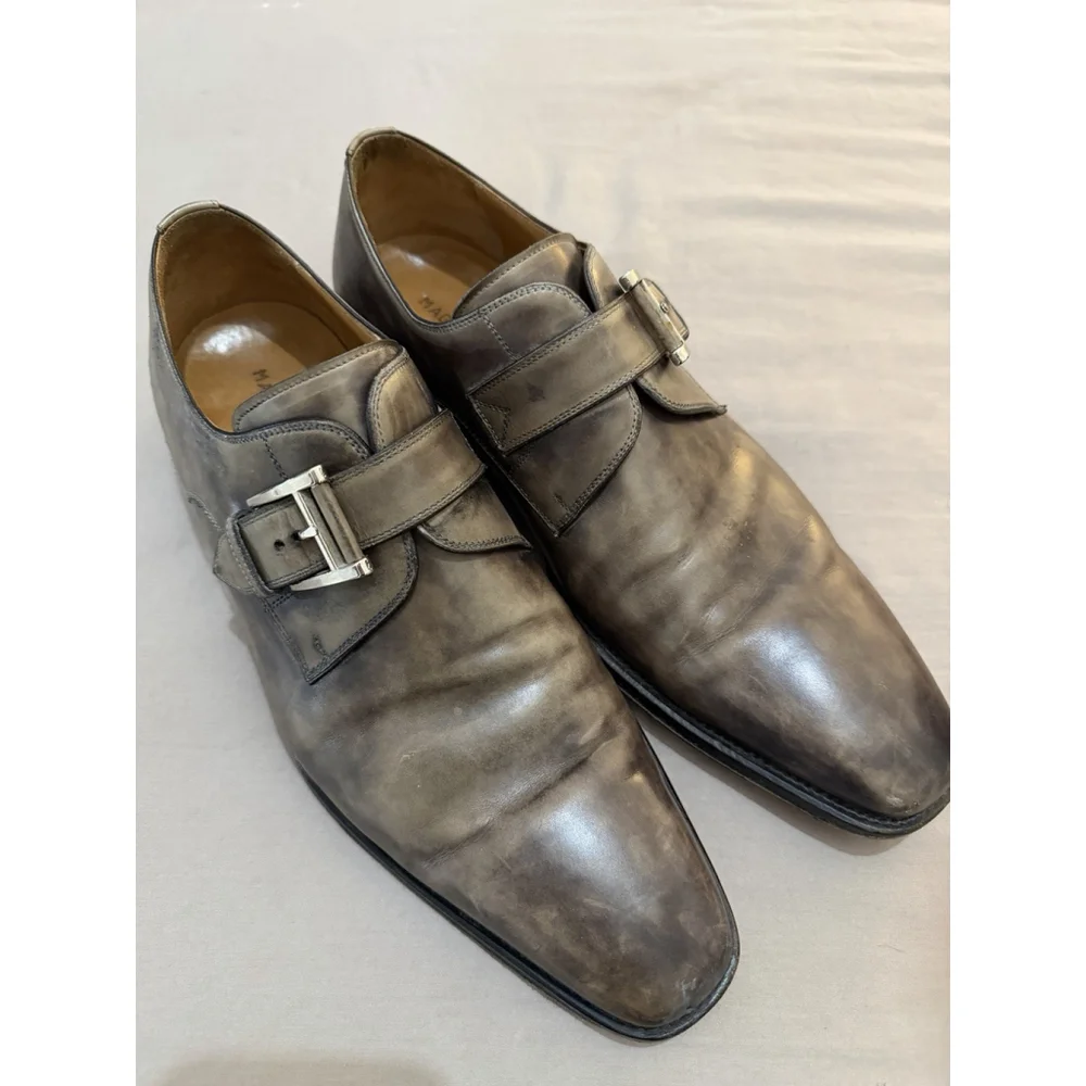 Magnanni Marco II Mens 10M Brown Leather Dress Shoes Single Monk Strap Buckle